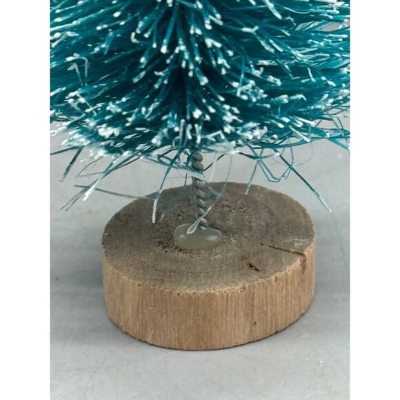 Christmas Set Of 8 Miniature Snow Frosted Bottle Brush Trees Wooden Bases READ - Picture 5 of 7